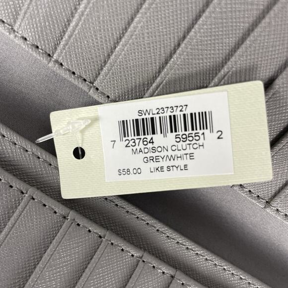 Fossil Madison Clutch Wallet Grey/White Dandelion Pattern NWT - Picture 7 of 8